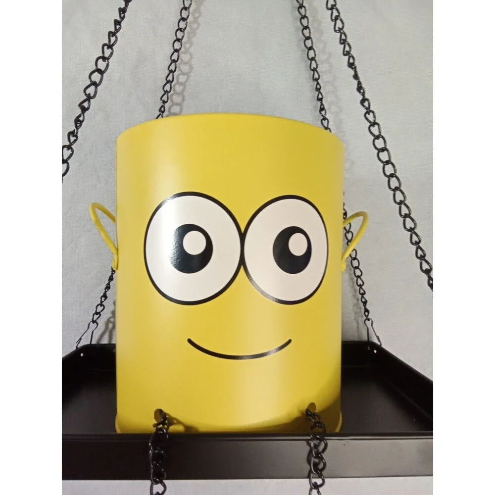 Yellow‎ Character Metal Hanging Bird Feeder Planter with Bell Legs and Tray